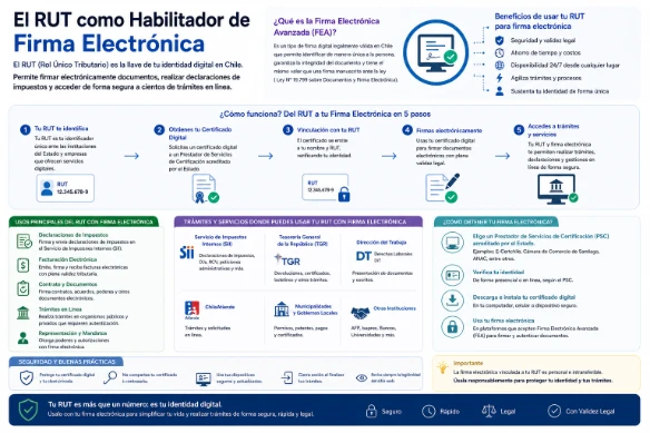 El RUT como Habilitador de Firma Electrónica: Uso del RUT para firma electrónica, declaraciones de impuestos y trámites